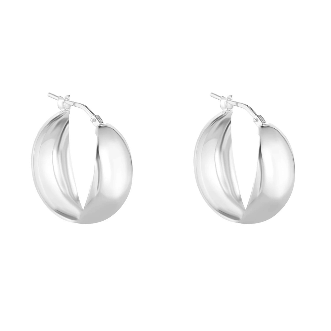 Silver Chunky Bulbous Hoop Earrings