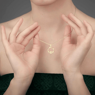 10ct Gold Classic Stamped Claddagh Pendant Necklace