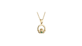 Gold Plated Crystal Claddagh Necklace