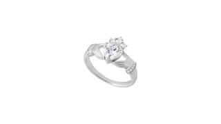 Sterling Silver Cz Claddagh Ring