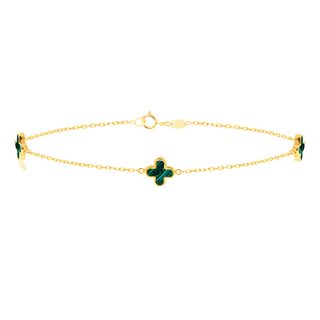 9ct Gold Malachite Clover Bracelet