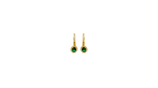 9ct Gold Emerald Drop Hoop Earrings