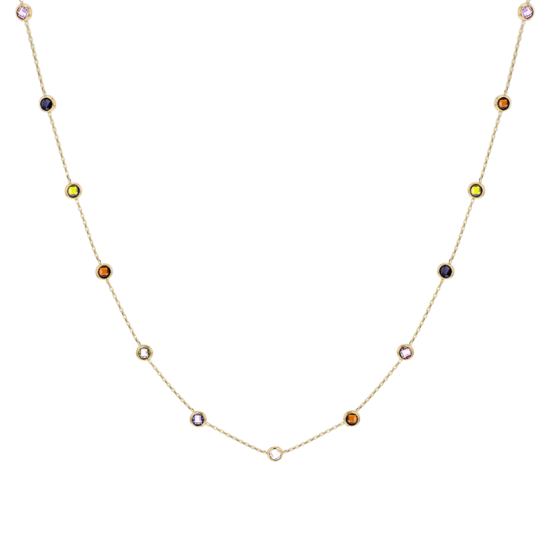 9ct Gold Multicolour Crystal Necklace