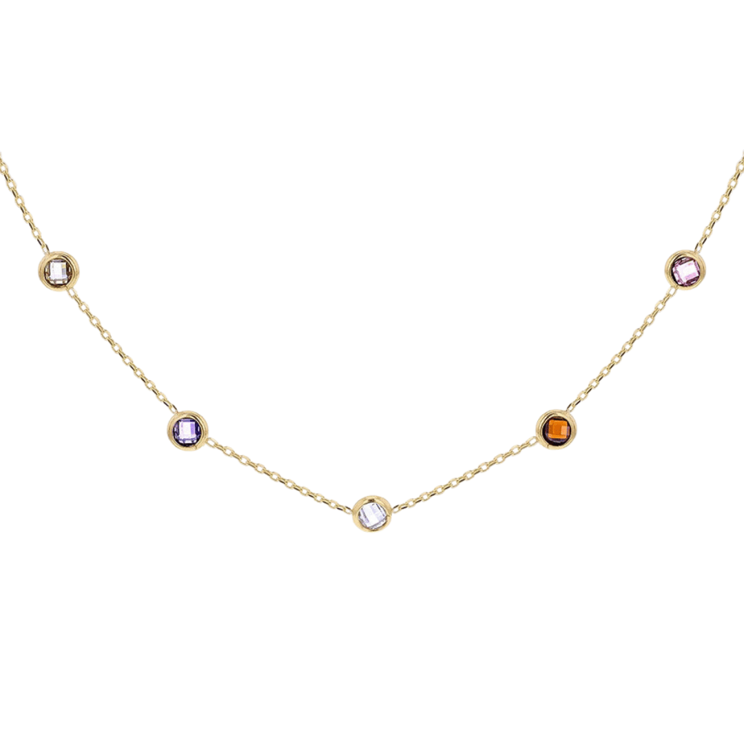 9ct Gold Colourful CZ Necklace