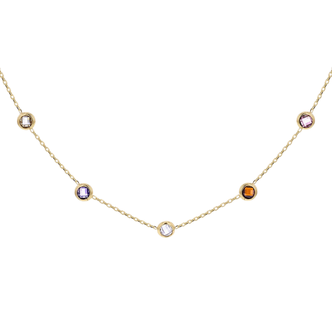 9ct Gold Multicolour Crystal Necklace