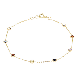 9ct Gold Colourful CZ Bracelet
