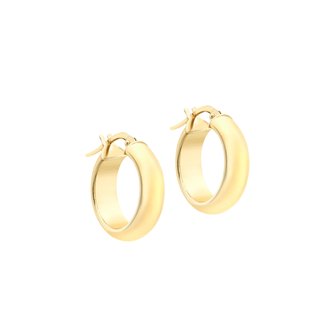 9ct Gold Chunky Polished Round Hoop Earrings