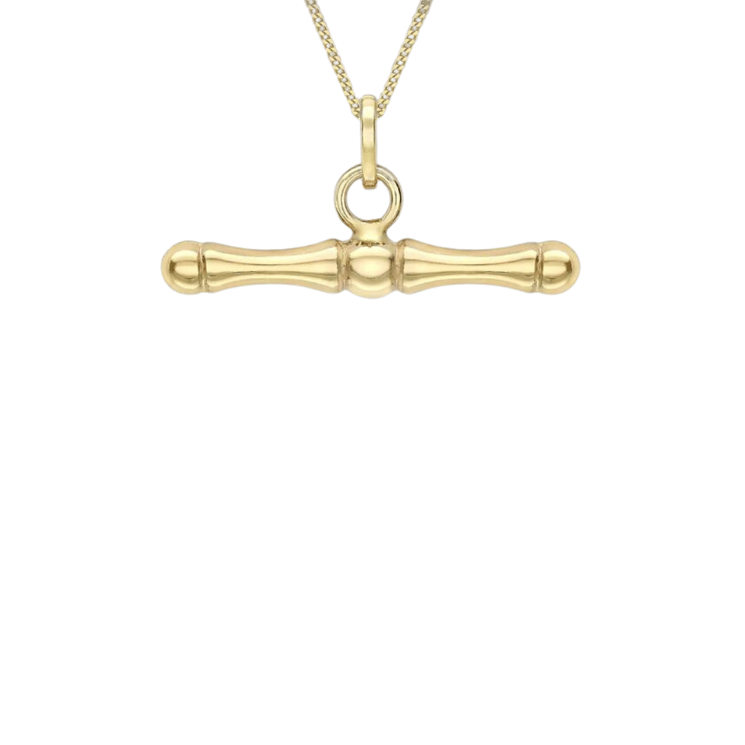 9ct Gold Bamboo T-Bar Necklace