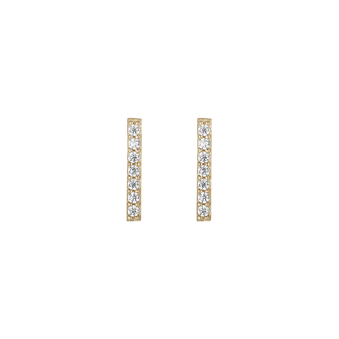 9ct Cubic Zirconia Bar Stud Earrings