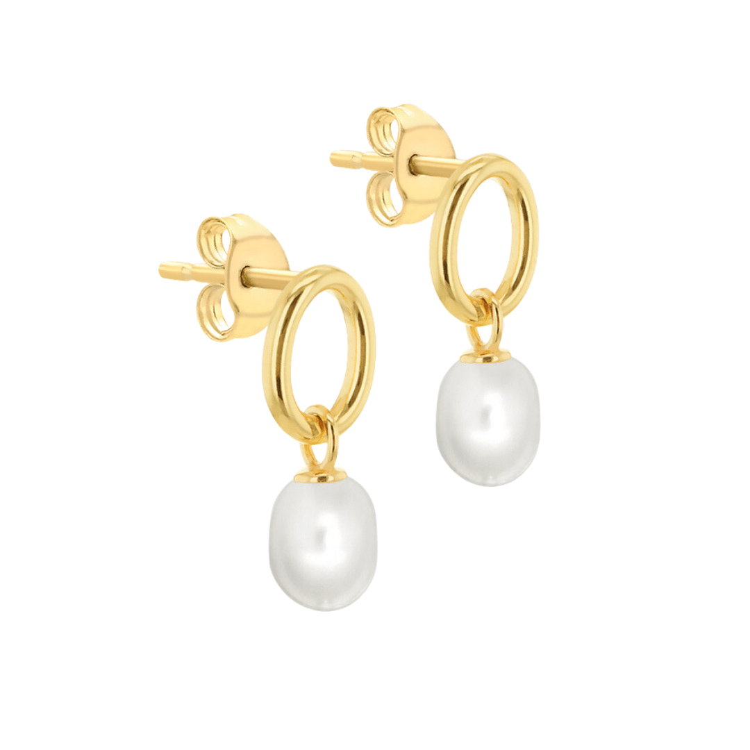 9ct Oval Freshwater Pearl Drop Earrings