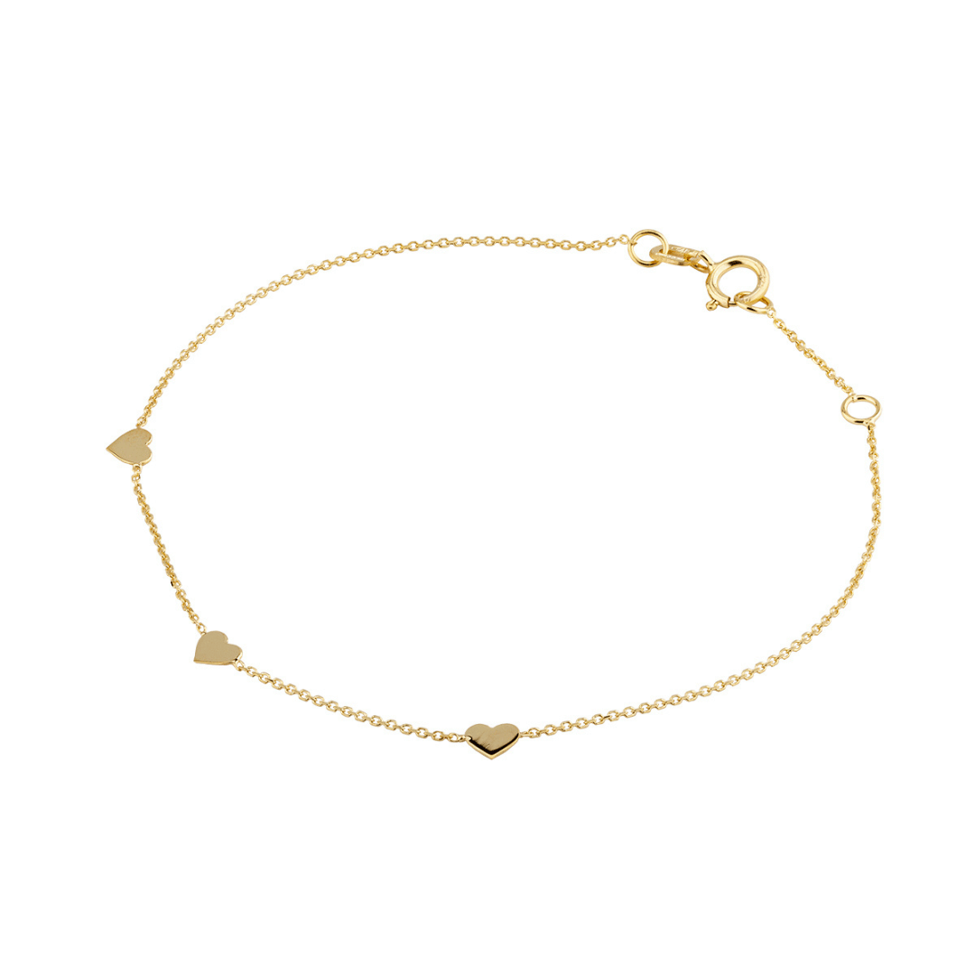 9ct Gold Three Heart Bracelet