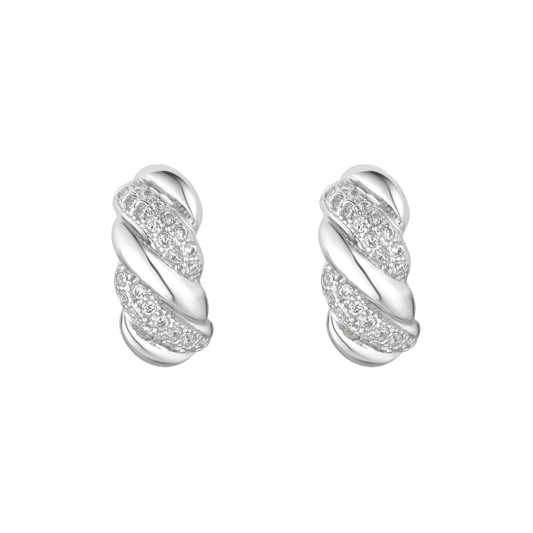 Silver Cubic Zirconia Twist Earrings