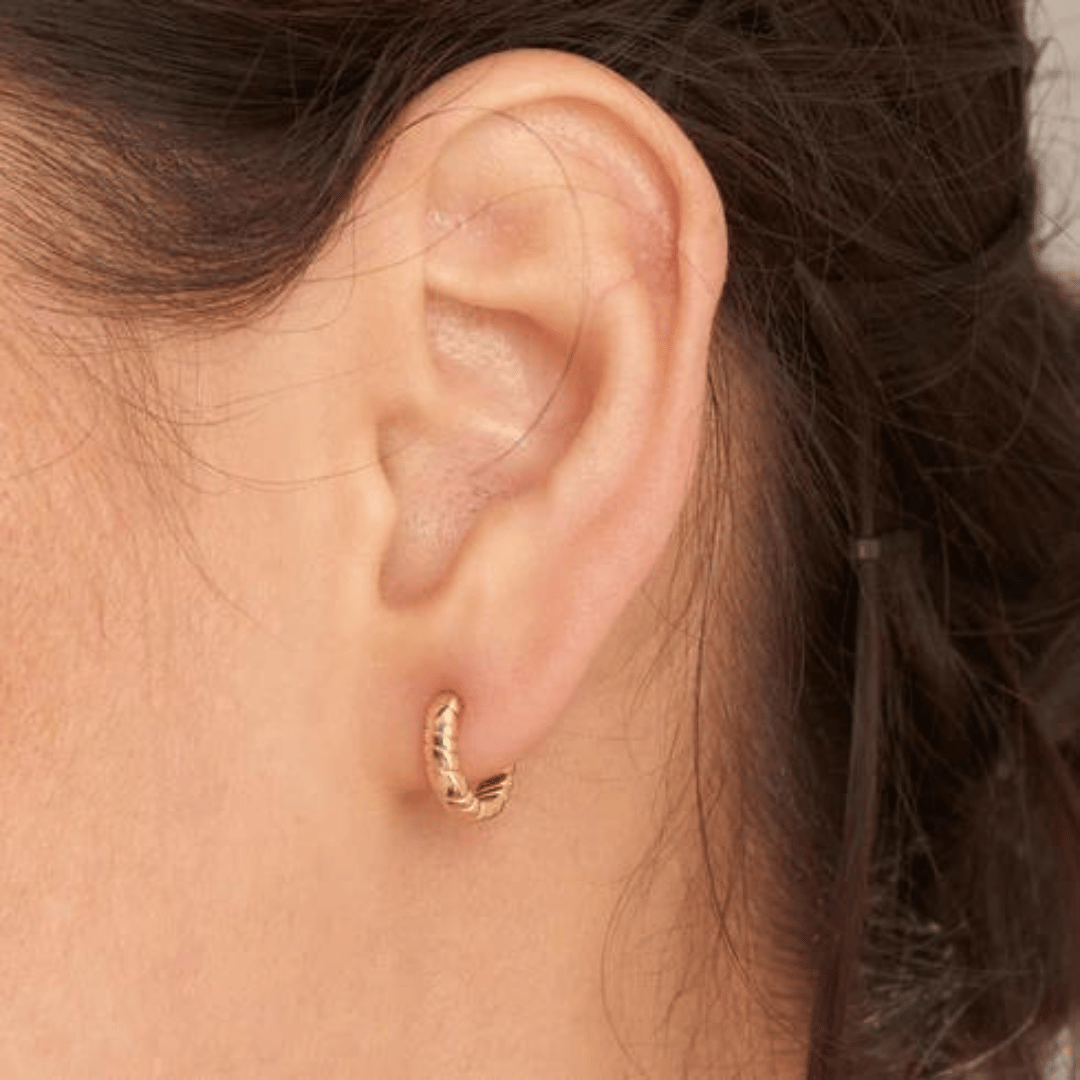 Gold Smooth Twist Huggie Hoop Earrings