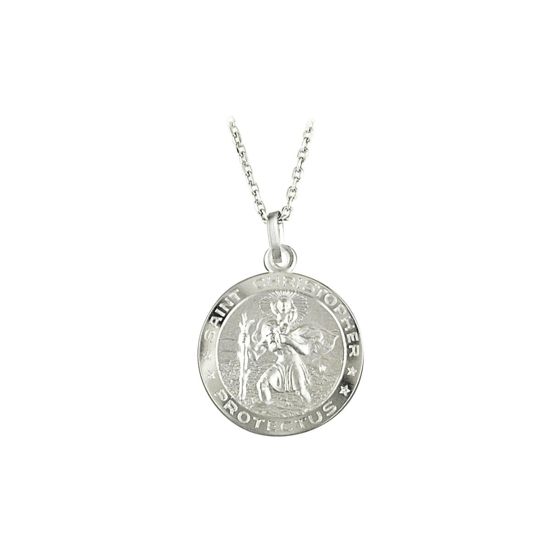 Silver Circular St Christopher Medal Necklace