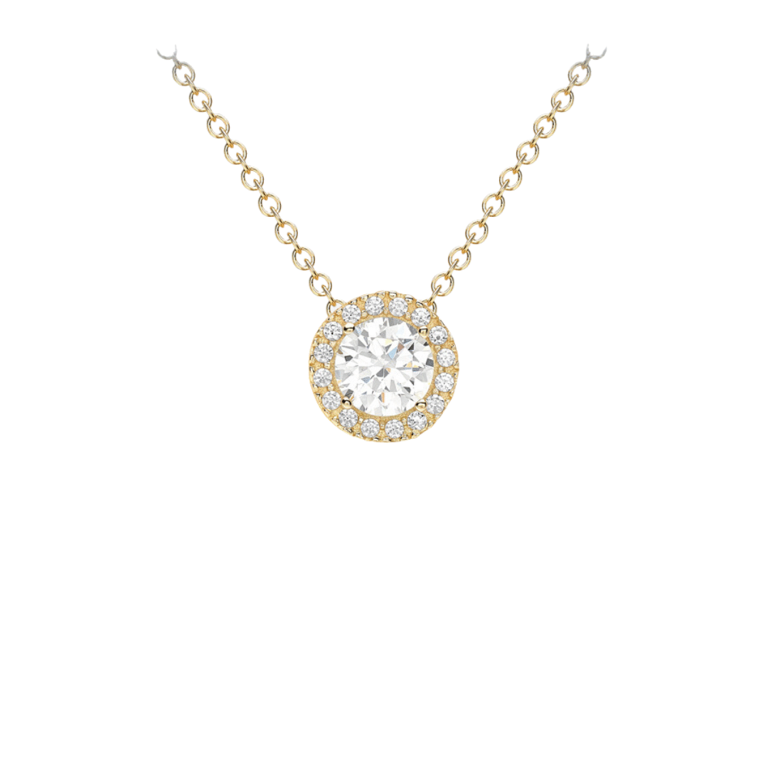 9ct Gold CZ Halo Necklace