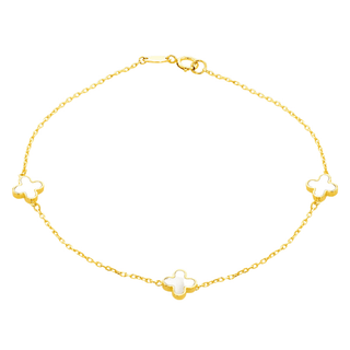 9ct Gold Mother of Pearl Clover Bracelet