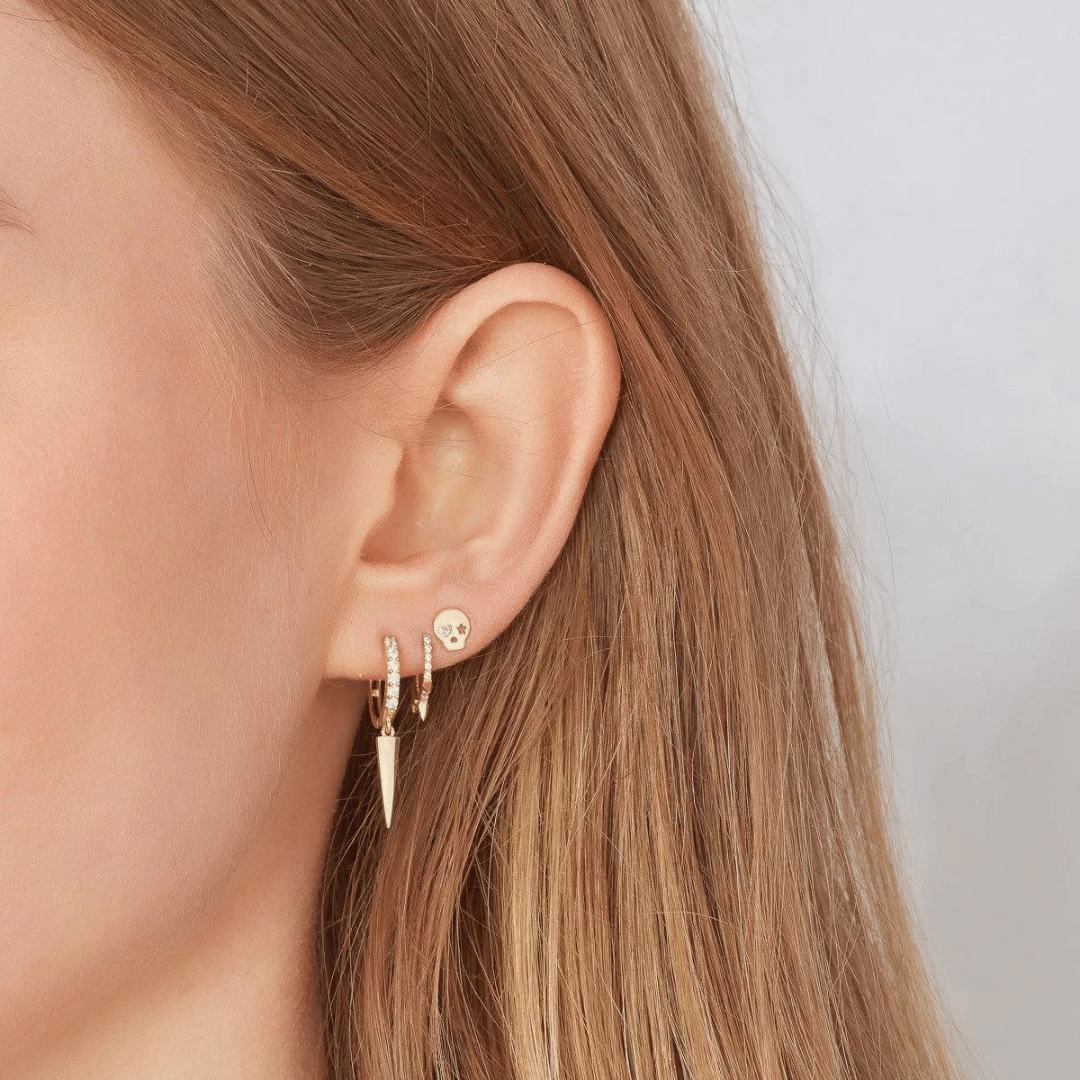 Triple Spike Cubic Huggie Earrings