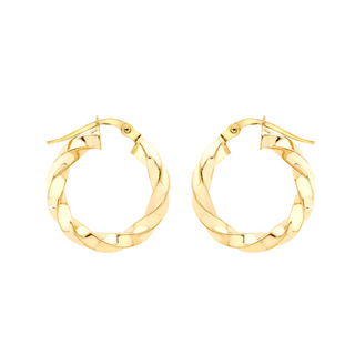 9ct Gold Twisted Creole Hoop Earrings