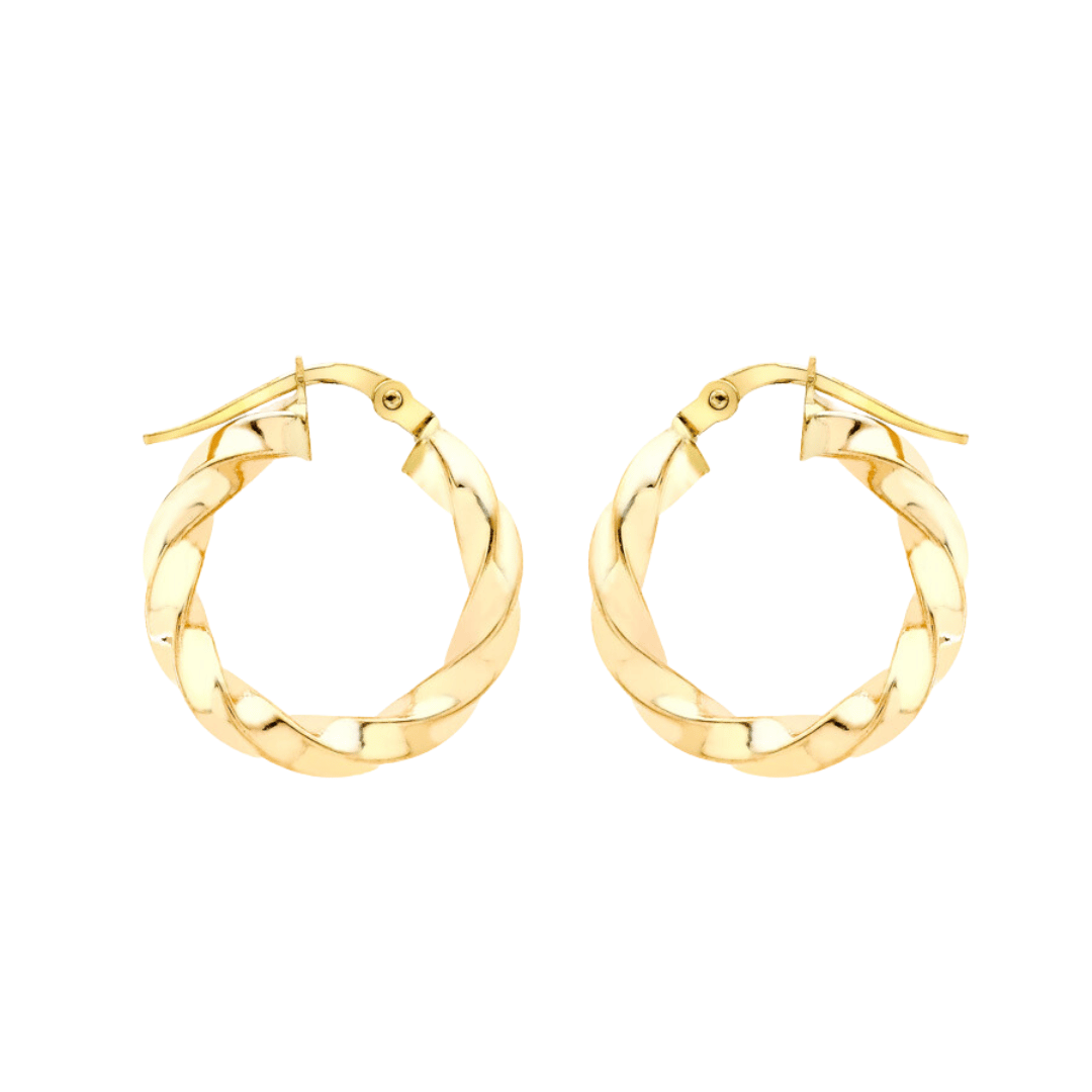 9ct Gold Twisted Creole Hoop Earrings