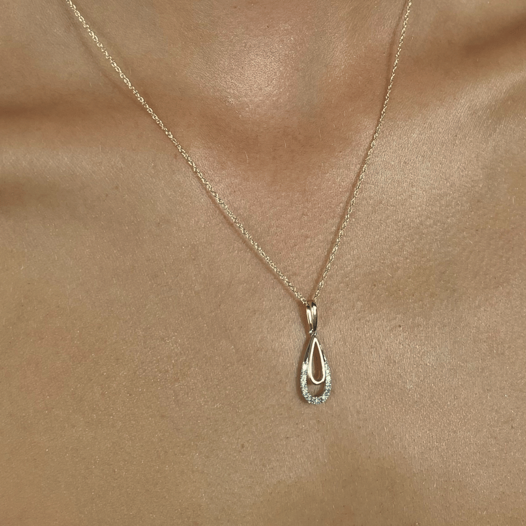 Diamond Pear Shaped Gold Necklace