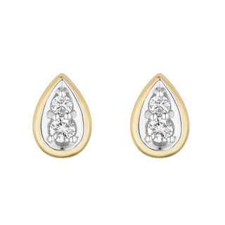 Gold Diamond Cluster Pear Stud