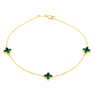 9ct Gold Malachite Clover Bracelet