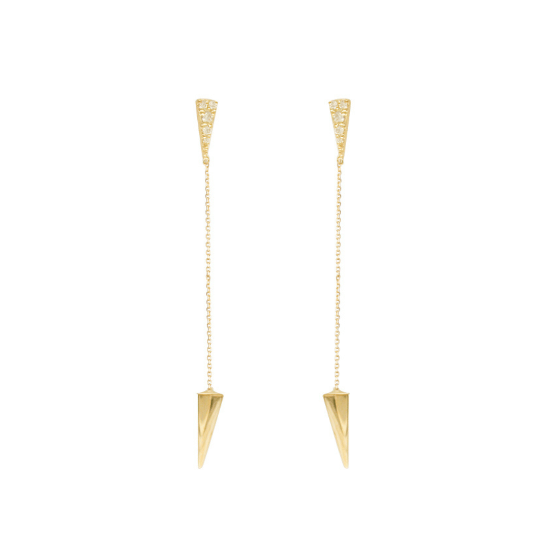 9ct Gold CZ Arrow Chain Drop Earrings