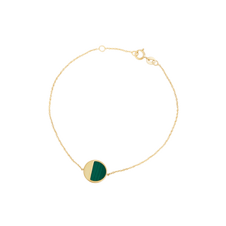 9ct Gold Malachite Round Disc Bracelet