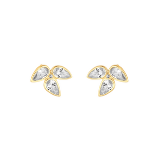 9ct Gold CZ Teardrop Cluster Stud Earrings