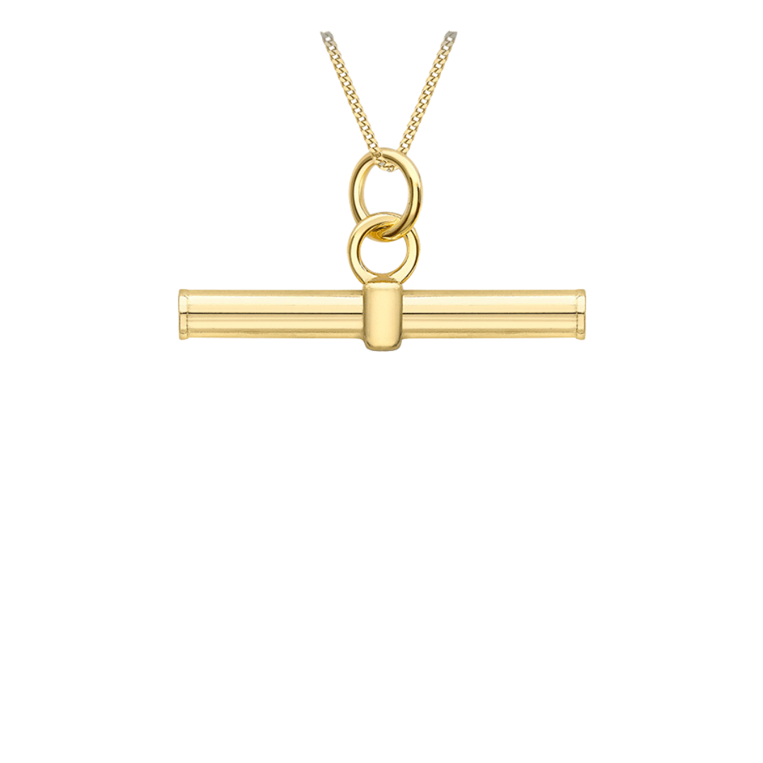 9ct Gold Dainty Round T-Bar Necklace