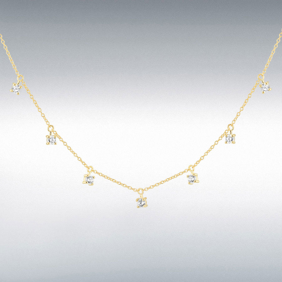 9ct Yellow Gold CZ Adjustable Necklace