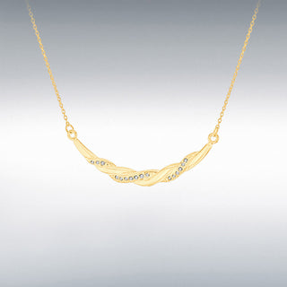 Gold Plated CZ Twist Bar Necklace