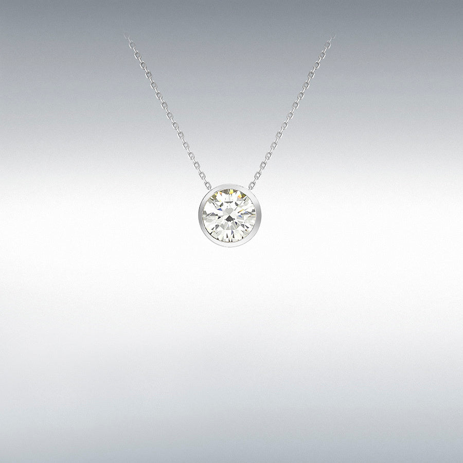 9ct White Gold CZ Slider Adjustable Necklace