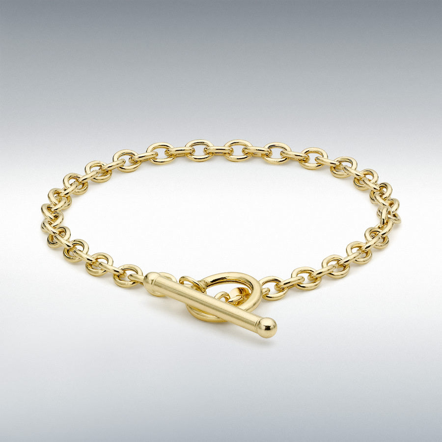 9ct Gold Oval Link T-Bar Belcher Bracelet