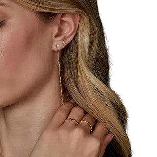 Gold CZ Lightning Bolt Stud Earrings