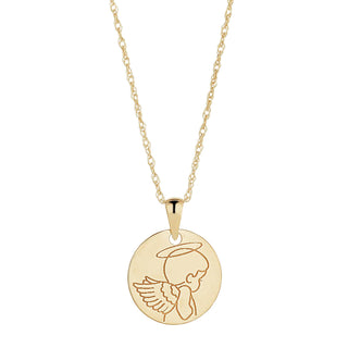 9CT GOLD ANGEL DISK PENDANT