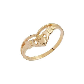 10ct Gold Claddagh Wishbone Ring
