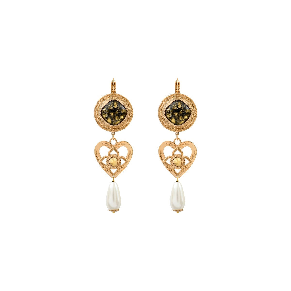 Sophisticated Prestige crystal mother-of-pearl bead sleeper earrings