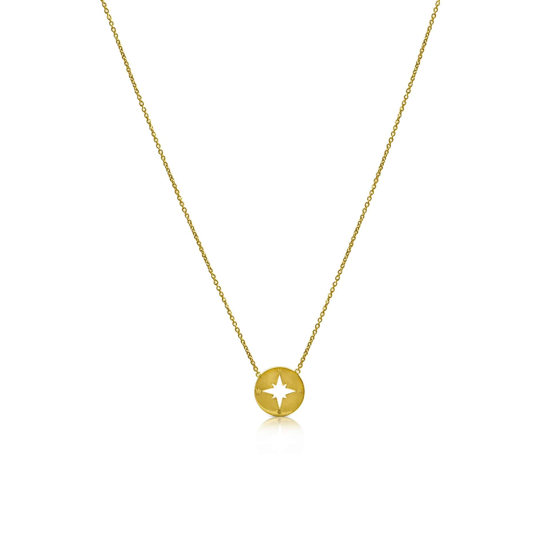 Ór Collection 9ct Yellow Gold Compass Necklace