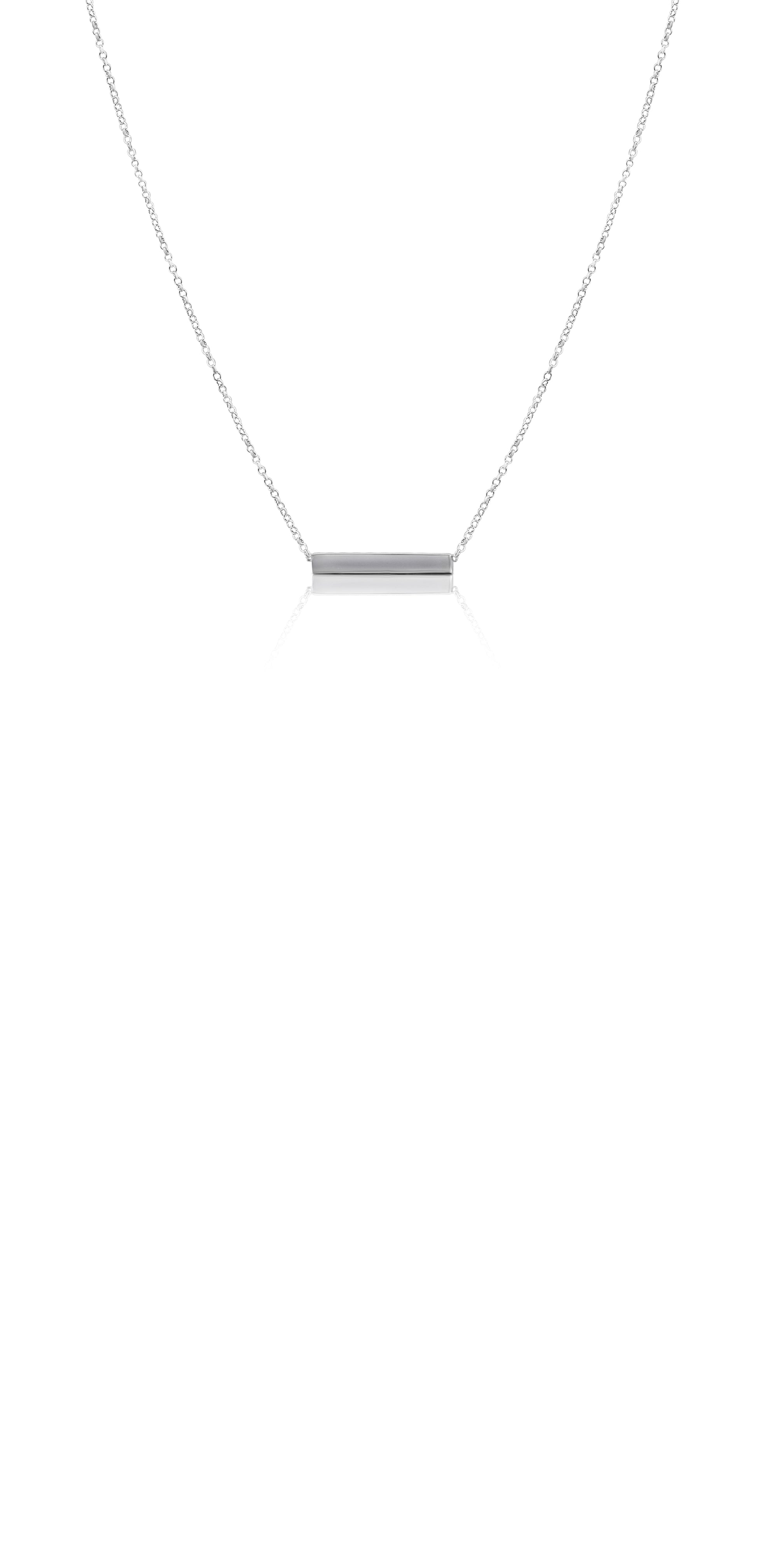 Ór Collection 9Ct White Gold Solid Bar Necklace