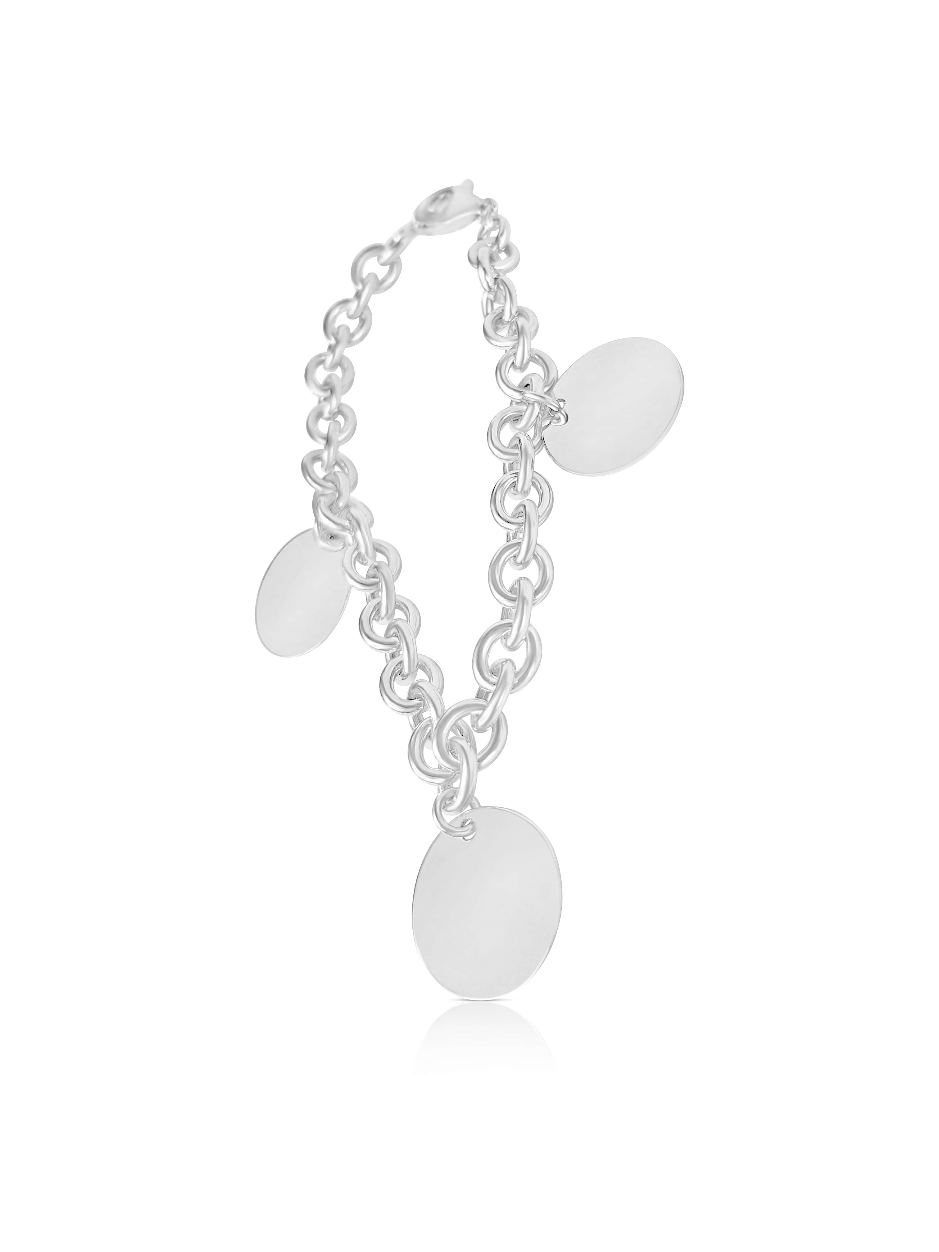 sterling silver chain bracelet with engravable disc - Or Jewellers