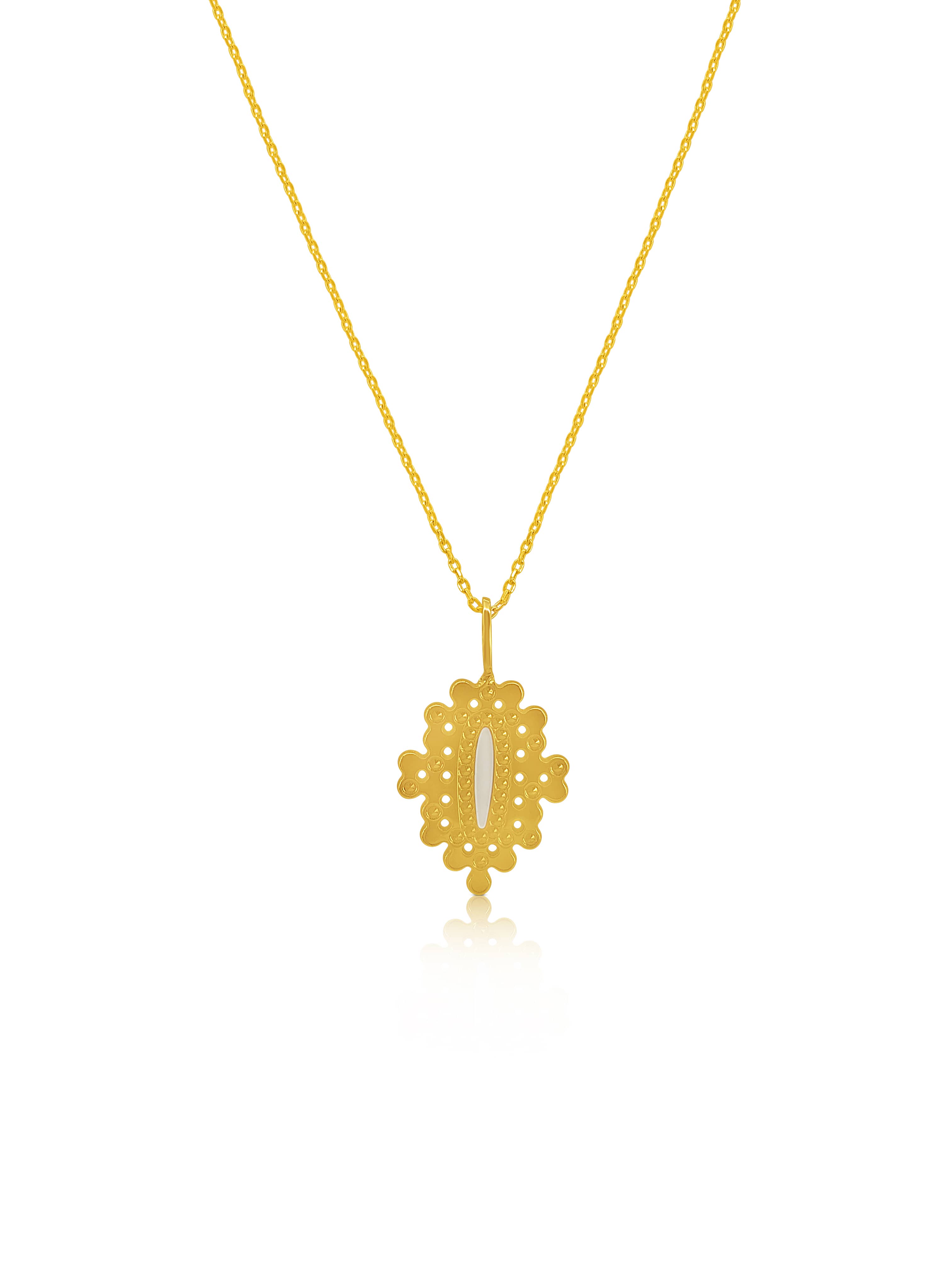 Gold Plated Brass Ivory Design Necklace