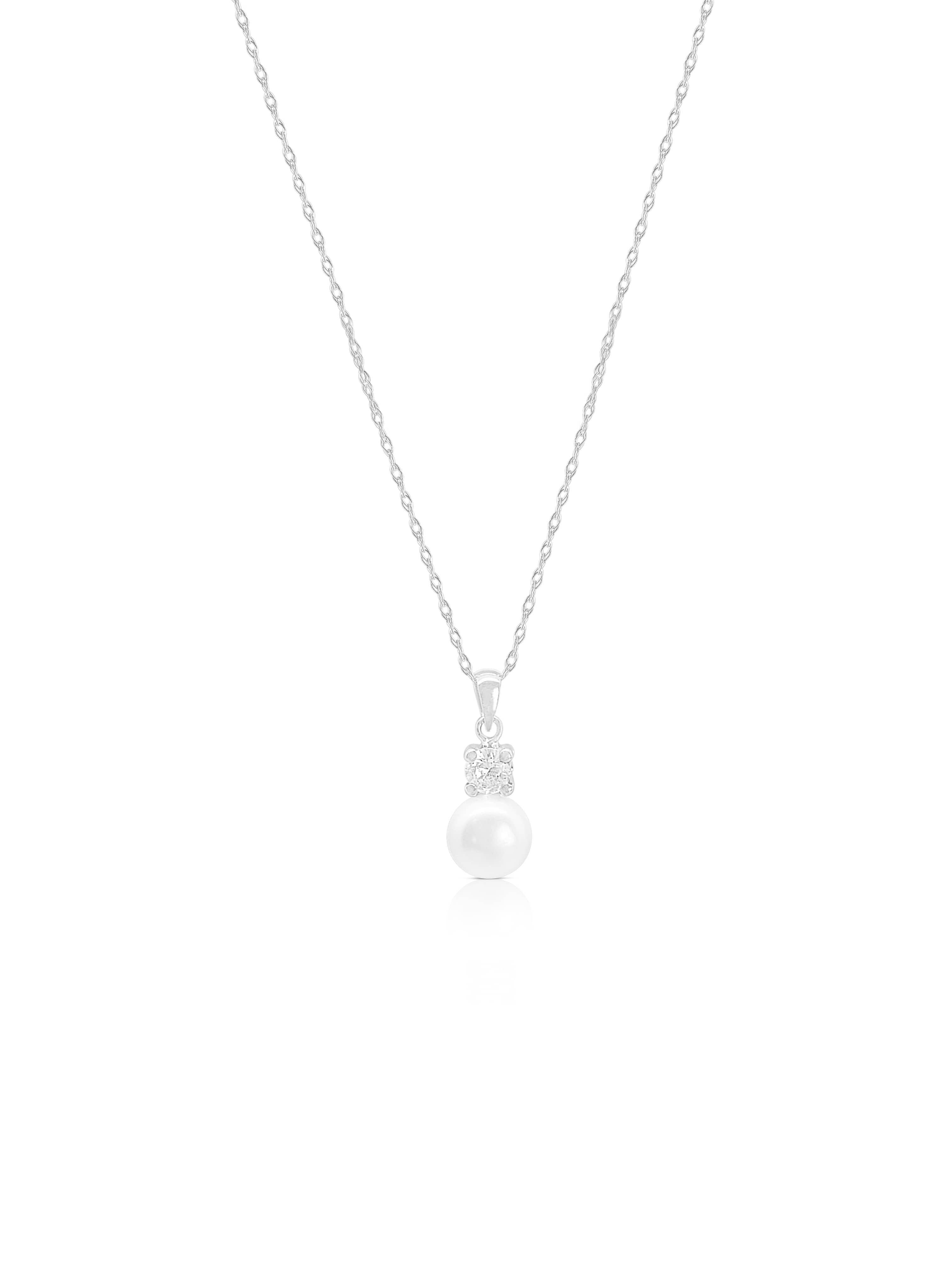White Gold Drop Pearl Necklace