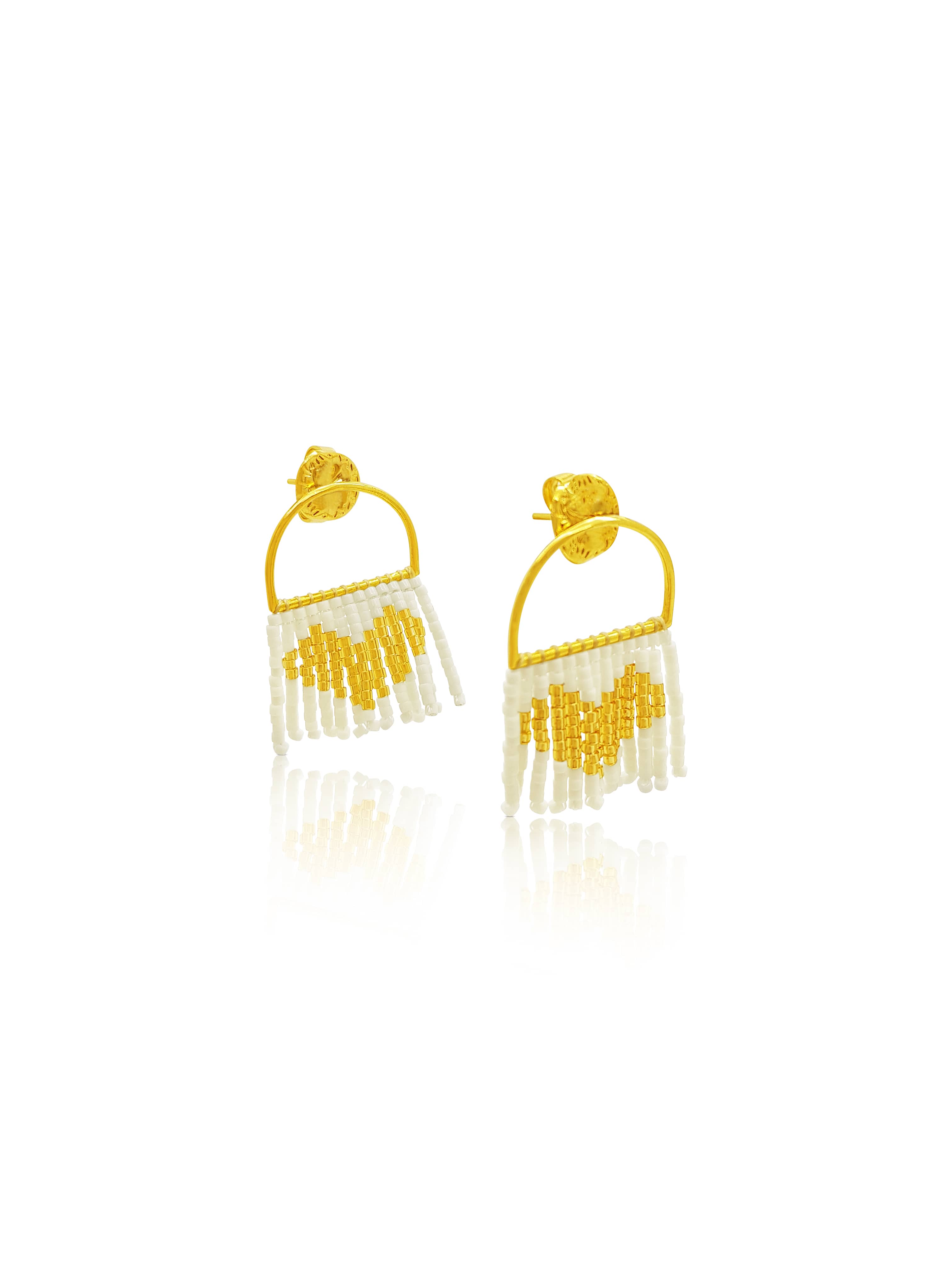 Gold Heart Fringe Earrings