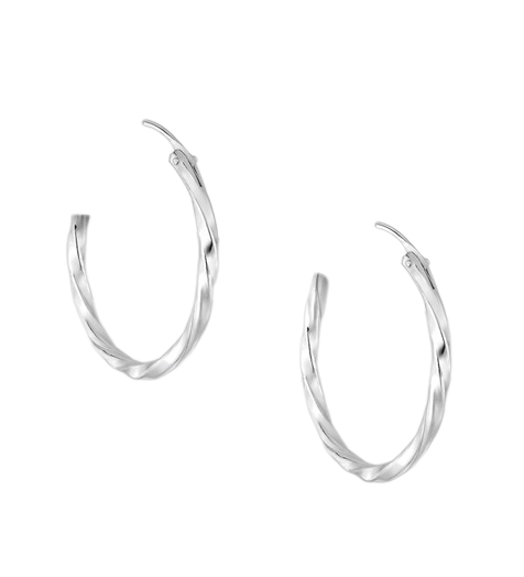 Silver Twisted Large Hoops