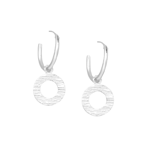 Silver Hoops with Matte Charm