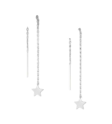 Silver Star Threader Earrings