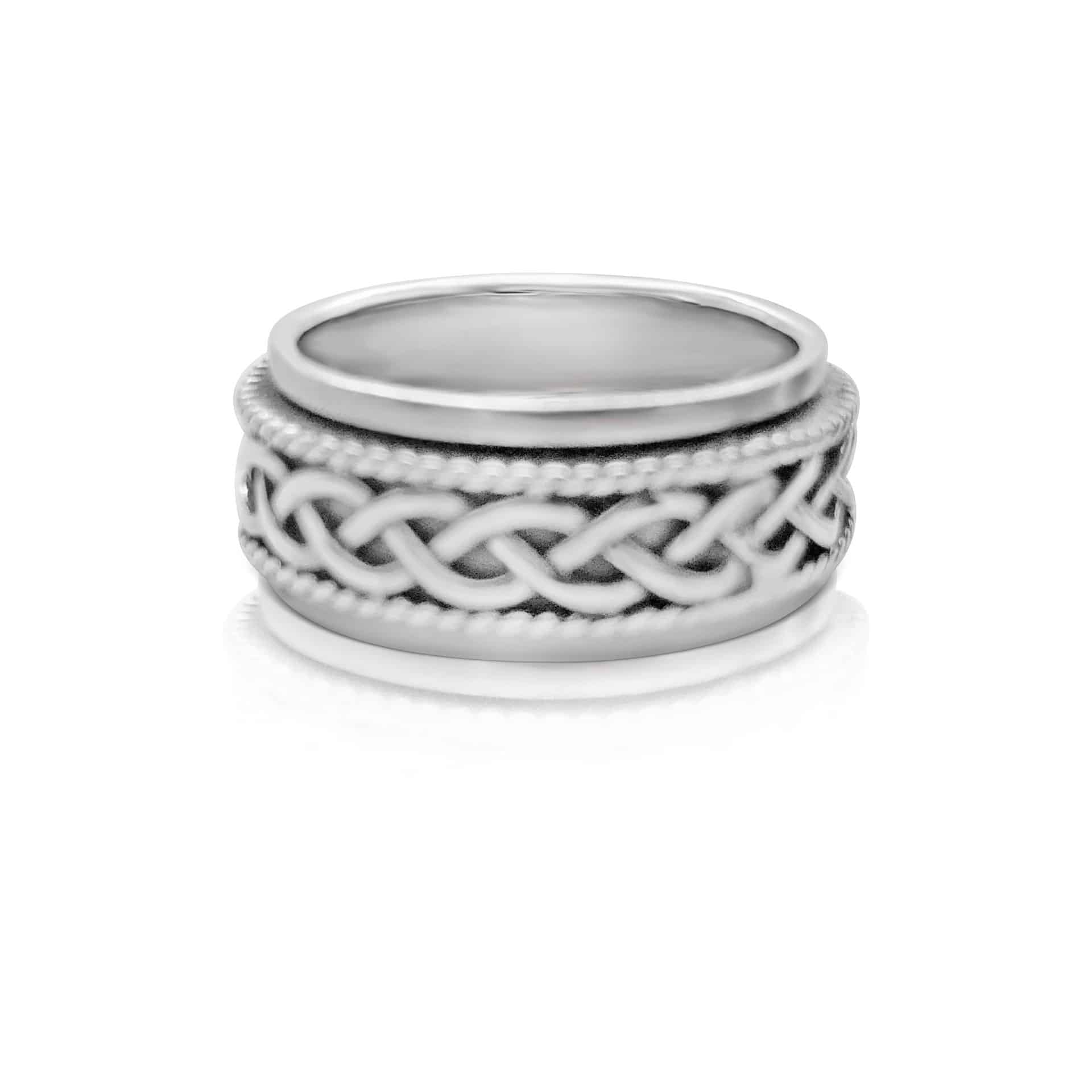 Sterling Silver Celtic Twisted Knot Band with Silver Rim
