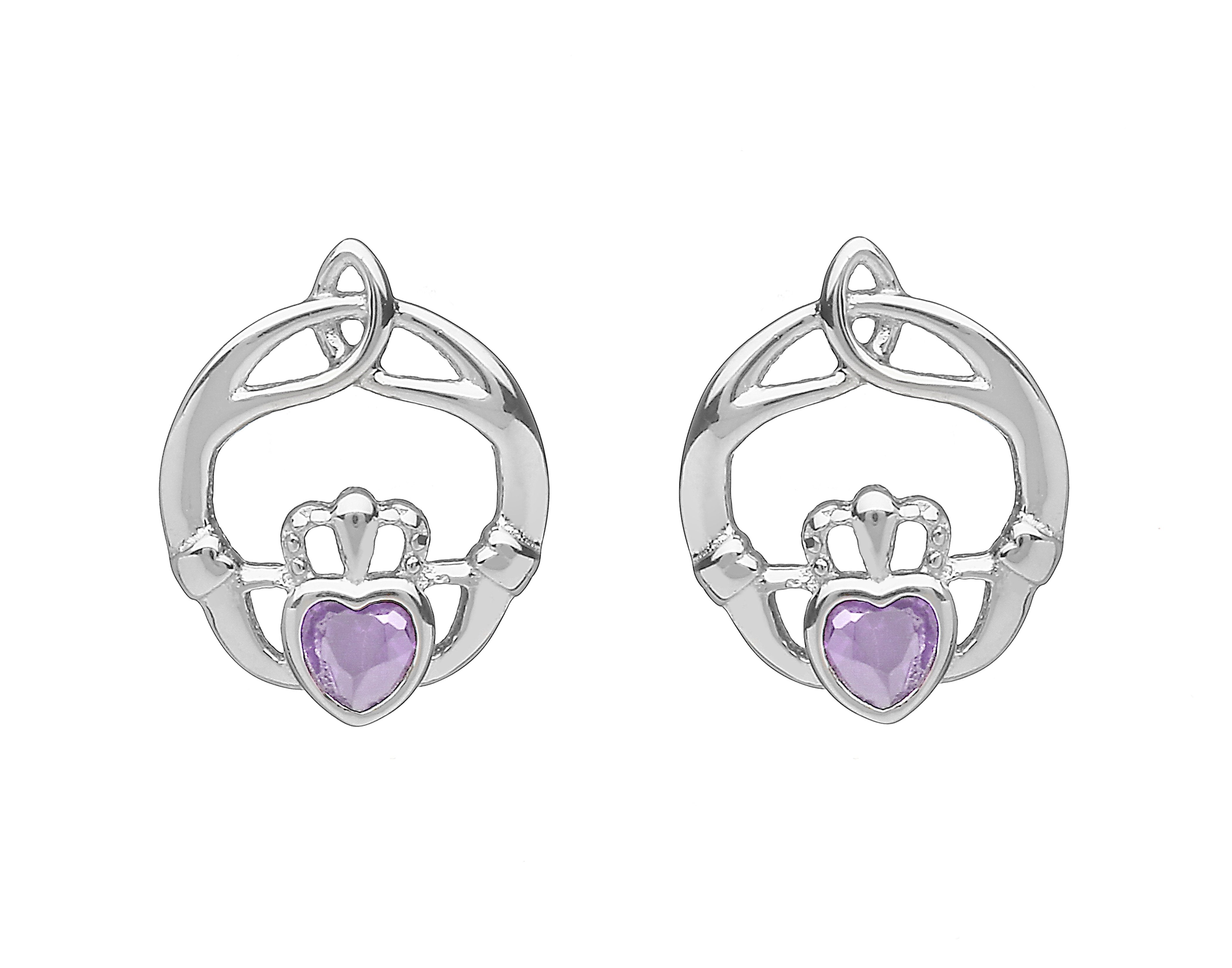 Sterling Silver Birthstone Stud Earrings June (Alexanderite CZ)