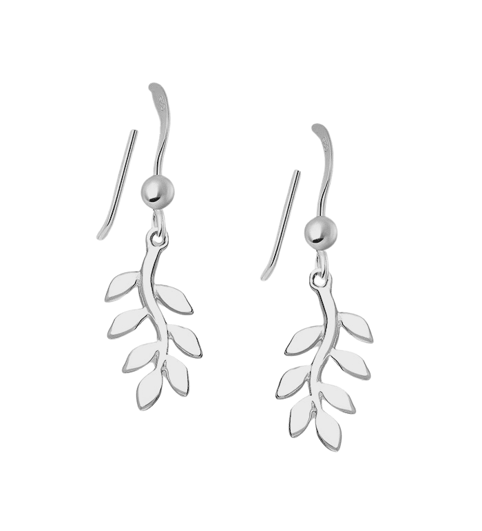 Silver Drop Leaf Earrings
